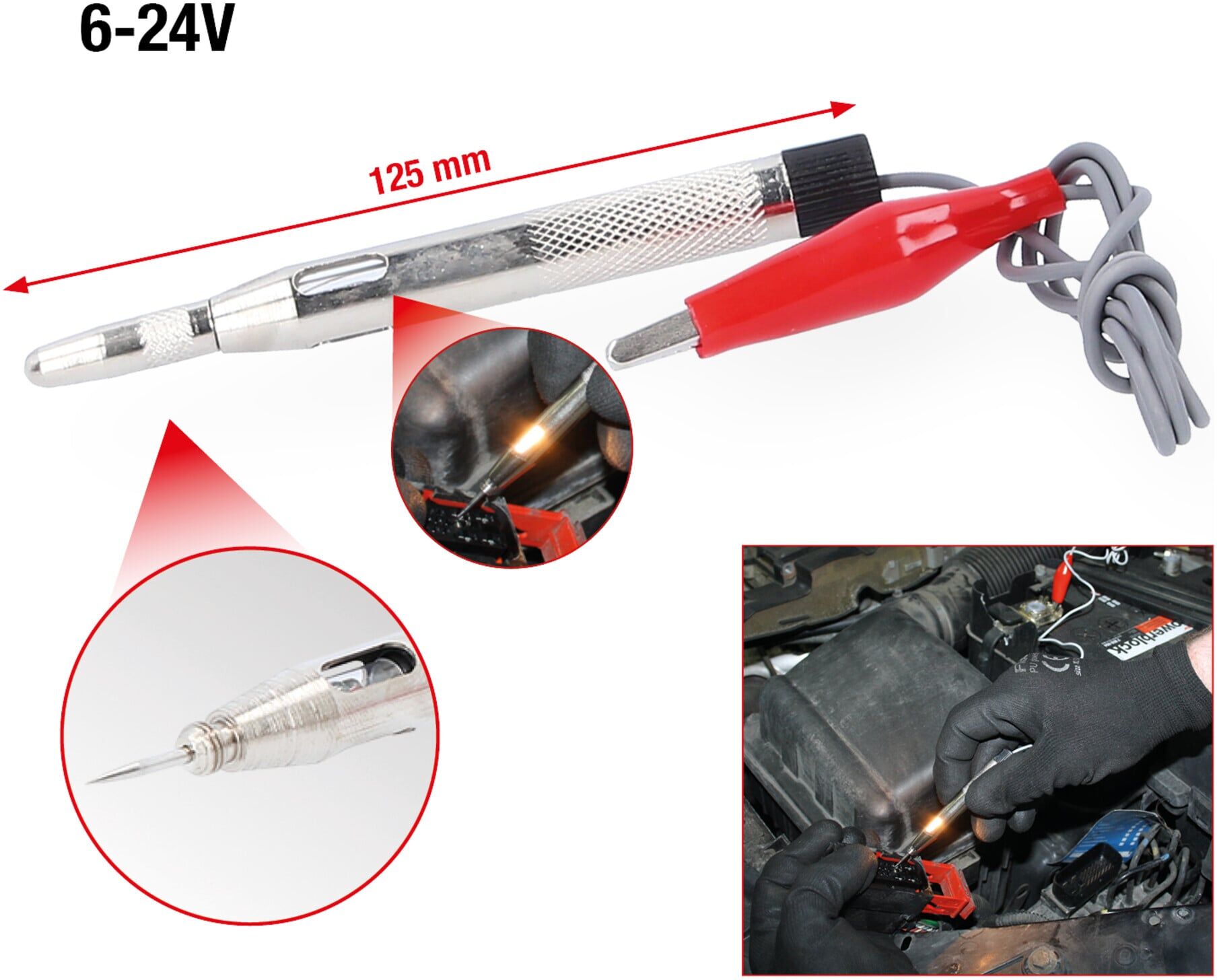KS Tools Prüflampe 6-24 V, 125mm (550.1504)