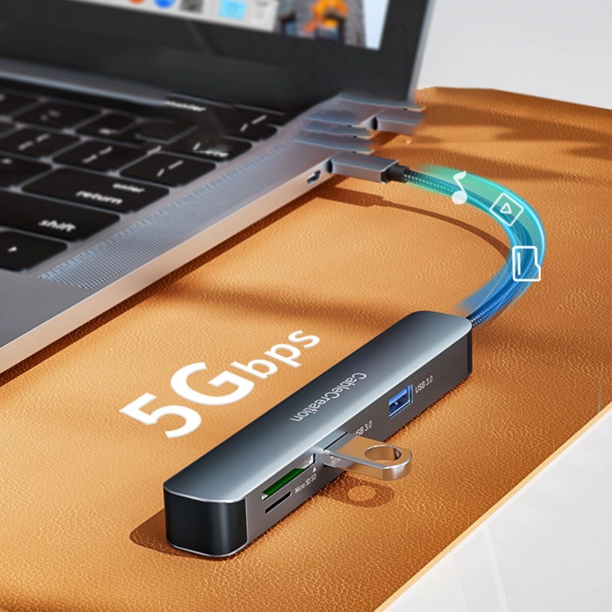 INF Dock Hub USB-C 7-en-1 - HDMI 4K60Hz, PD 100W, 2x USB3.0, Lecteur SD/TF, Câble 17.6cm