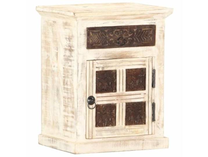 Makastle Nachttisch Weiß 40x30x50 cm Mango Massivholz
