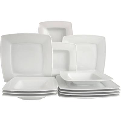 Tafelservice CREATABLE "Victoria Weiss", weiß, 12 Stk., Porzellan, Geschirr-Sets, Tafelservice, Teller Set, klassisch weiß für den täglichen Gebrauch