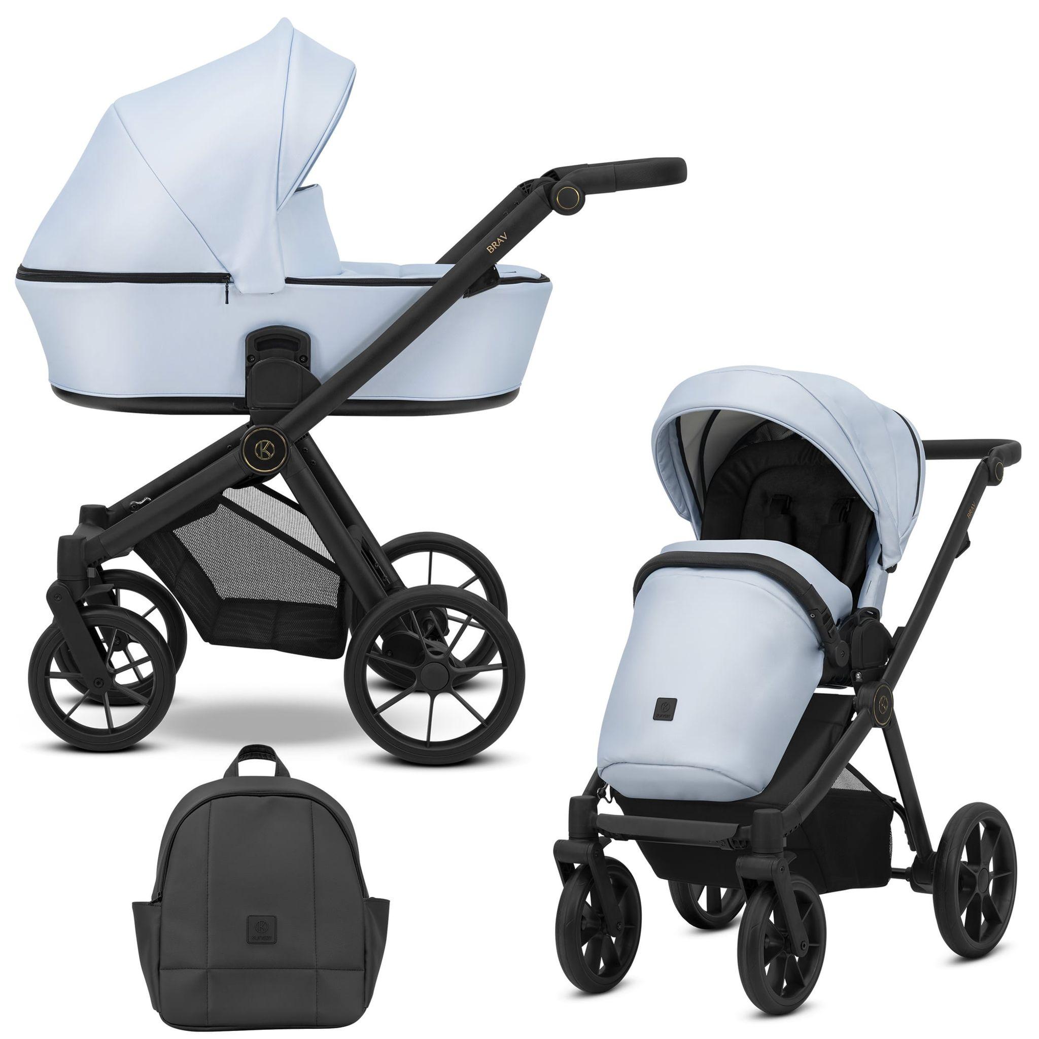 Kinderwagen Kunert Brav 2in1 - schwarzes Gestell - Farbe: Baby Blue Eco