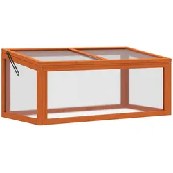 Frühbeet Gewächshaus mit Abdeckung aus Holz + Polycarbonat wetterfest Orange 90x46x40cm