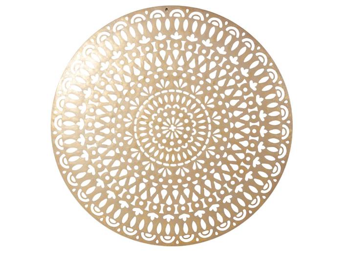 Vergoldete, durchbrochene Wanddekoration aus Schmiedeeisen, D120 cm