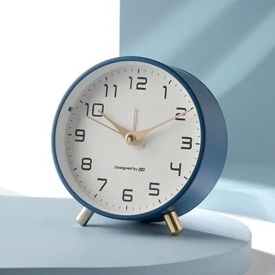 Daily Discovery Nordic Minimalist Alarm Clock Silent Metal Desk Clock For Students And Modern Home Decor blue