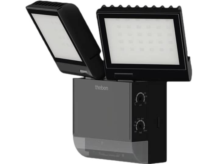 Theben 1020803 theLeda S17-100 BK Projecteur LED I Détecteur de mouvement intégré I noir I 17 W I Montage mural I Couleur de lumière 4000 K I Angle de détection 180° I Portée 10 m I Orientable ..