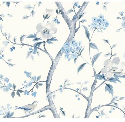 Seabrook Designs Lillian August Southport Floral Trail Unpasted Wallpaper