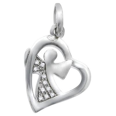 Kettenanhänger FIRETTI "Schmuck Geschenk Silber 925 Halsschmuck Anhänger Herz", bunt (silberfarben, weiß, weiß), Schmuckanhänger, Damen, Silber 925 (Sterlingsilber), 2 g, Kettenanhänger, mit Zirkonia (synth.)