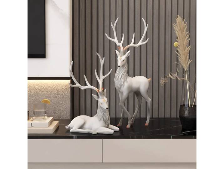 Décoration d'élan pour porche de maison, ornement créatif, meuble à vin TV, décoration de bureau, artisanat léger de luxe en résine, cadeau de pendaison de crémaillère