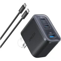 Anker Nano GaN Fast Charger (70 W, 3 Ports), USB Ladegerät, Schwarz
