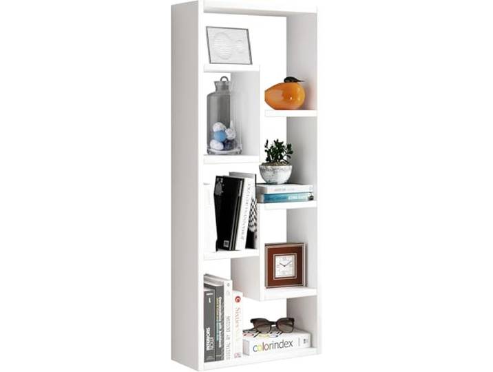 VCM Standregal Weiß 36x15x92 cm 6 Fächer Holzwerkstoff Bücherregal Büro Flexible Ablagefläche für Wohn- und Arbeitsräume - Wohn- oder Arbeitsbereich - für Bücherliebhaber - Serie Vilo