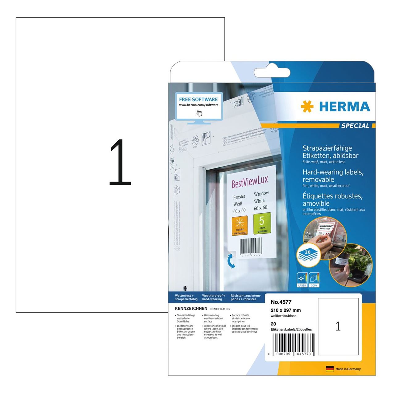 Herma Folien-Etiketten SPECIAL, 210 x 297 mm, ablösbar