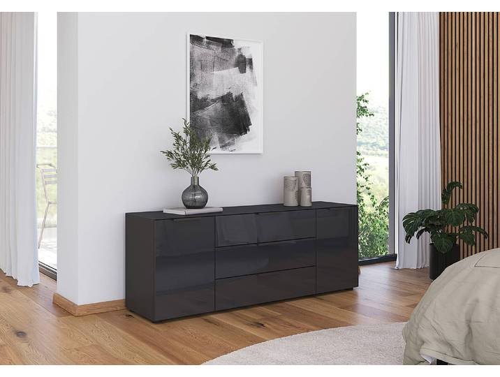TV-Lowboard Flipp Glas Typ B Front & Deckplatte: Glas Korpus: Spanplatte, lackiert Korpus: MDF Mitteldichte Holzfaserplatte , lackiert