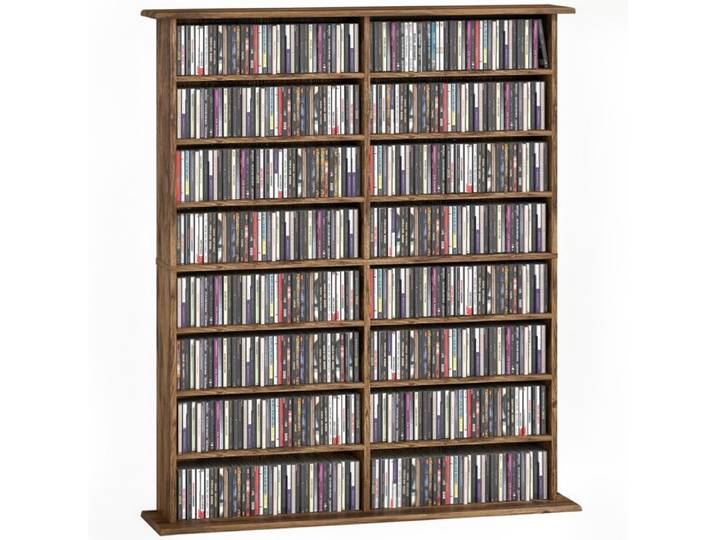 Rangements pour CD et DVD - HOMCOM - 16 compartiments et 12 étagères réglables - capacité max. 720 CD/396 DVD et Blu-ray - marron