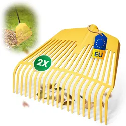 Novatool 2x Laubbesenkopf Set , 2in1 Kombigerät , Laubbesen & Laubgabel mit 20 Kunststoff-Zinken , Arbeitsbreite 45cm , Laubrechen , Gartenbesen , Rasenrechen , Harke für Gartenabfall , Gartengerät ohne Stiel