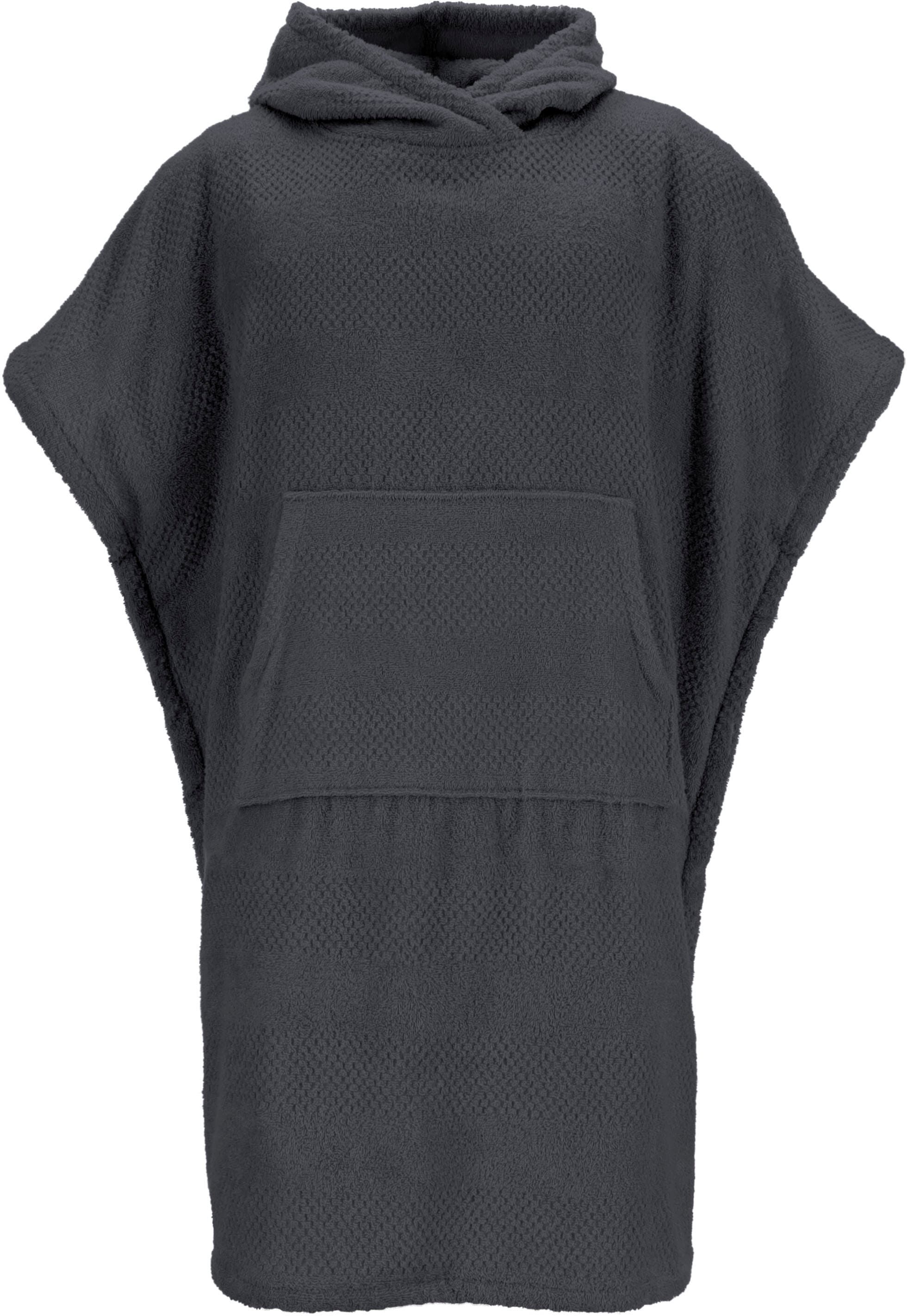 Badeponcho VOSSEN, grau (graphit), Baumwolle, Hausmäntel, Badeponcho