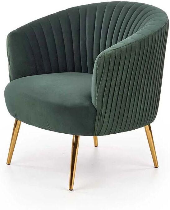 garneroarredamenti Poltroncina design in velluto verde con gambe oro Romance