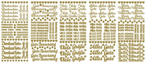 Klebesticker "Schriften", gold, 23 x 10 cm, 5 Bogen