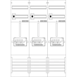f-tronic 7121028 Zählerfeld 3-feldrig, H=1050mm, 3-3.HZ, 3 ZSK-Set, 3 HSS, Z31B-ZSK-HSS Z31BZSKHSS
