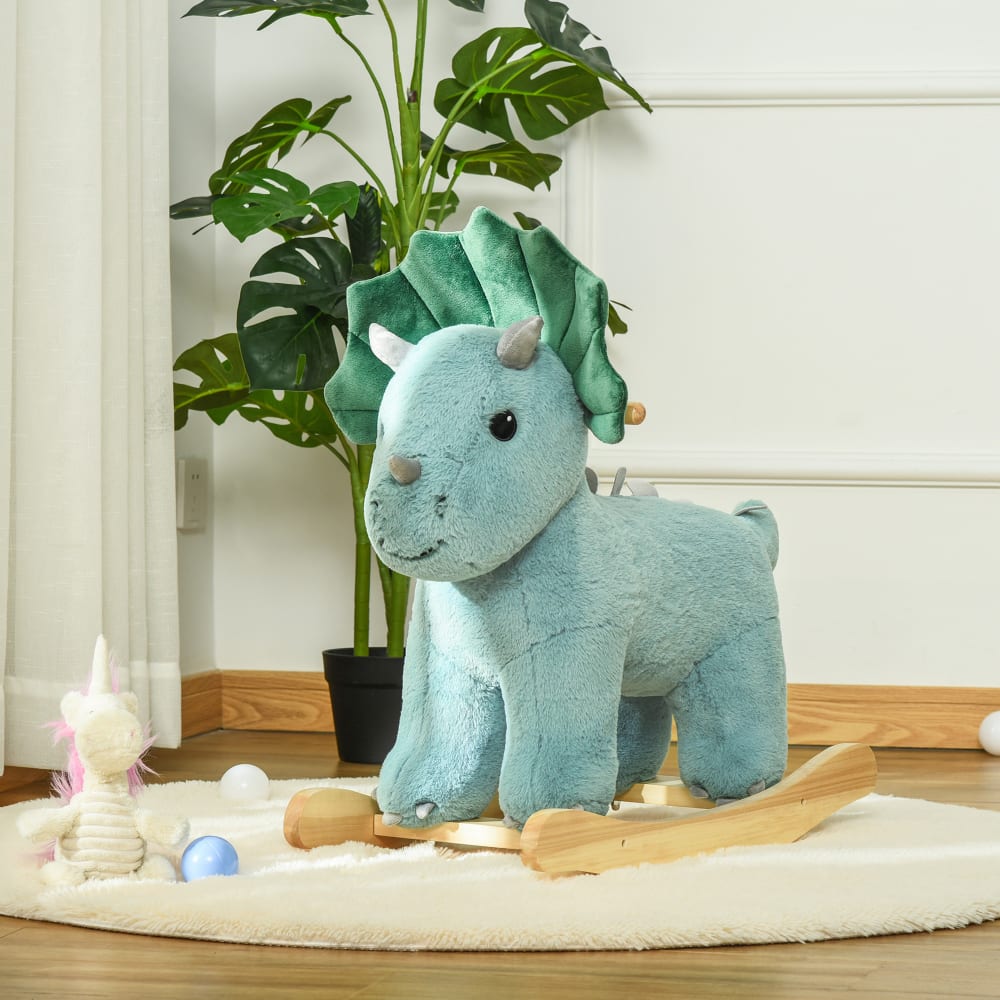 Homcom Jouet à bascule dinosaure effet sonore rugissement vert d'eau Vert 64x54x30cm