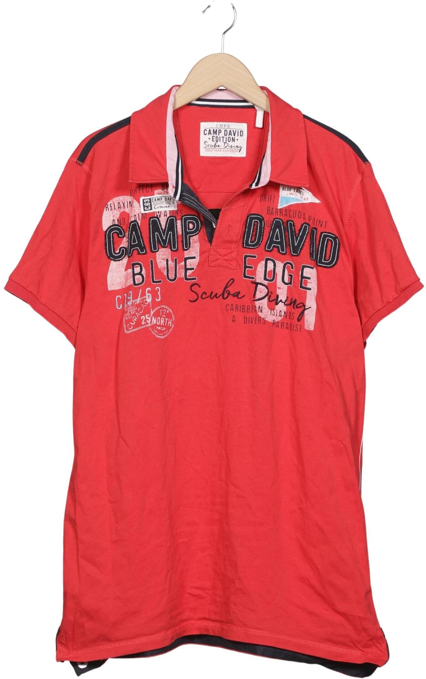 Camp David Herren Poloshirt, Rot, Gr. Xxl, Baumwolle - Second Hand