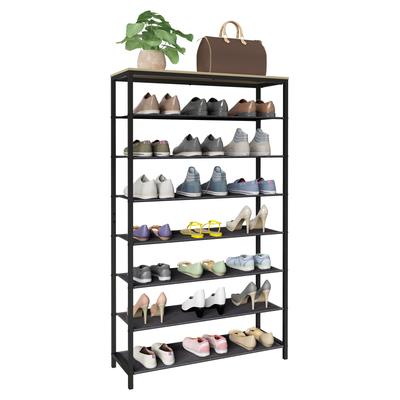 Schuhregal VCM "Metall Holz Schuhregal Schuhablage 7 Fächer Taliro", braun (honig, eiche), B:90cm T:30cm, Regale, Schuhregal
