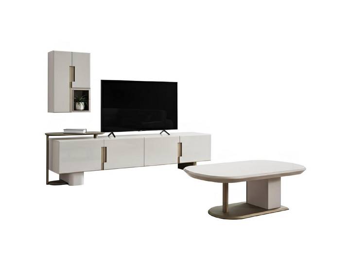 JVmoebel Wohnwand Wohnzimmer-Set Couchtisch Oberer Block Unterer Block Moderner Stil Neu, Made in Europa