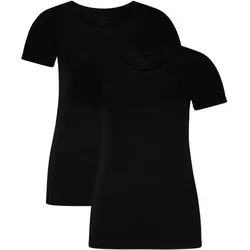 BAMBOO BASICS Bamboo basics Damen T-Shirt KATE, 2er Pack - Unterhemd, Rundhals, Single Jersey, Größe S in Schwarz Schwarz