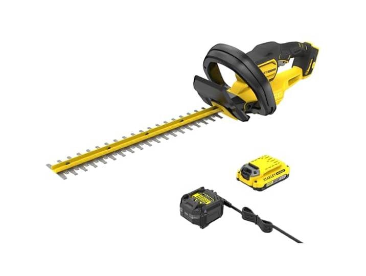 STANLEY FATMAX 18V V20 Akku-Heckenschere (50 cm Schwertlänge, 19 mm Schnittstärke, mit Bügelhandgriff & Messer-Schnellstopp, inkl. 2.0Ah Akku & Ladegerät) SFMCHT650D1-QW