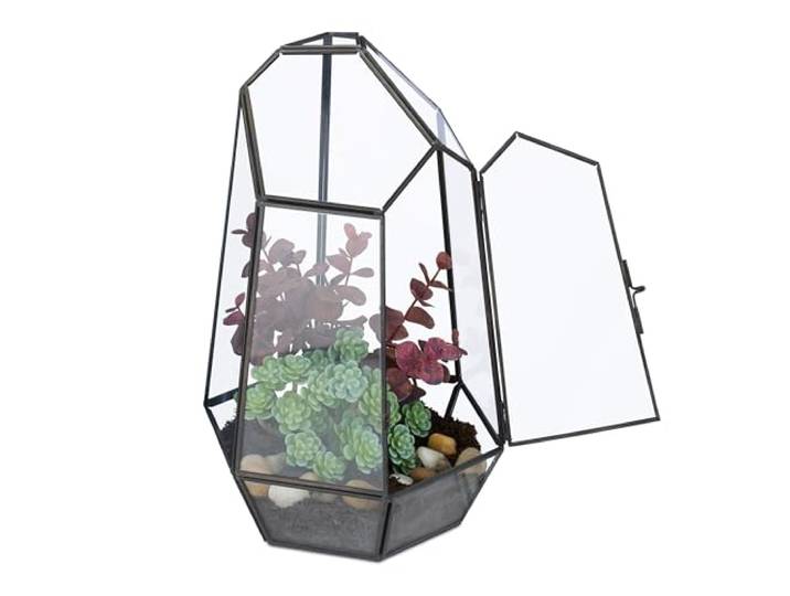 Relaxdays Terrarium pour Vos Plantes\, décoratif et Pratique\, pour Le Rebord de la fenêtre\, 26 x 18 x 15 cm\, Noir