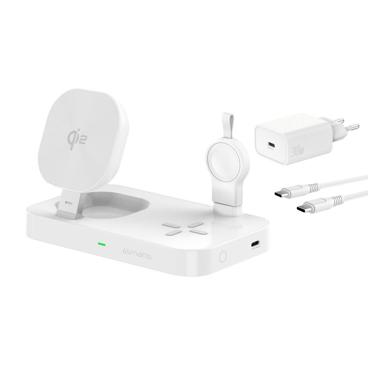 4smarts Qi2 Ladestation Trident mit Charger für Samsung Watch, weiß