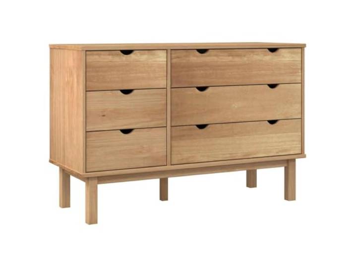 vidaXL Massivholz Schubladenschrank Kommode Schrank Wohnzimmer Schubladenkommode Aufbewahrungsmöbel Anrichte Sideboard OTTA 111x43x73,5cm