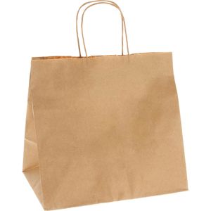 Papstar Papiertüten 88845, braun, 25 x 26 x 17cm, mit Henkel, 25 Stück