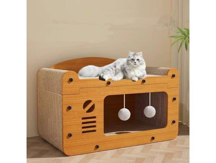 Maison à gratter en carton pour chat, lit de repos et tapis à gratter pour chaton, pour le jeu, le repos, le sommeil et la grattage des petits animaux
