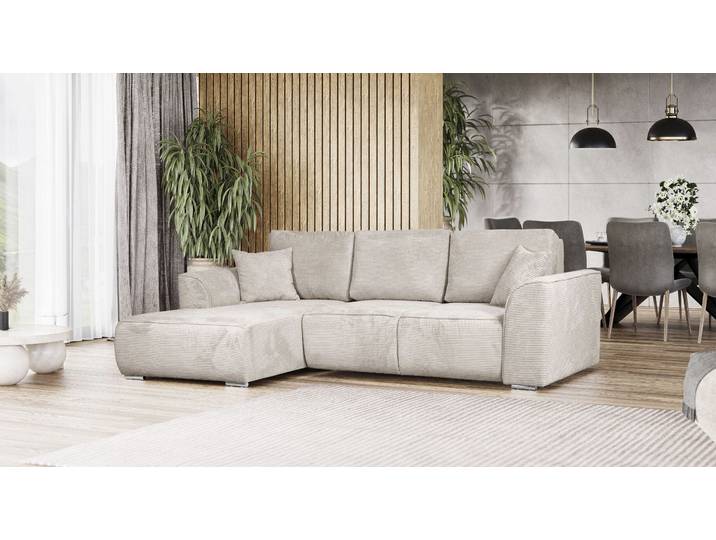 Ecksofa, 100% Polyester, Beige, 265×170 cm, Mit Bettkasten, Klassisch, Inosign