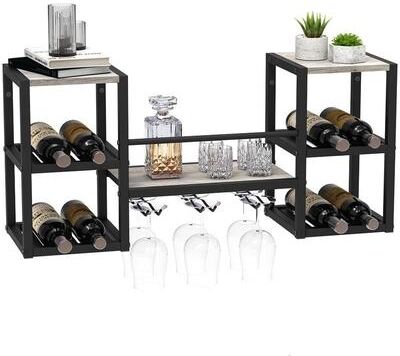 No Industrial Greige Wall Mounted Wine Rack - 34.6LX9.8WX15.7H