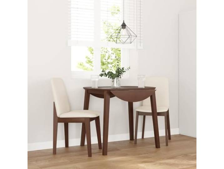 KTHLBRH Esszimmerstühle mit Kissen 2 STK. Braun Massivholz Gummibaum Robustes Gummibaumholz, bequeme Kissen, ergonomische Rückenlehne, vielseitig einsetzbar
