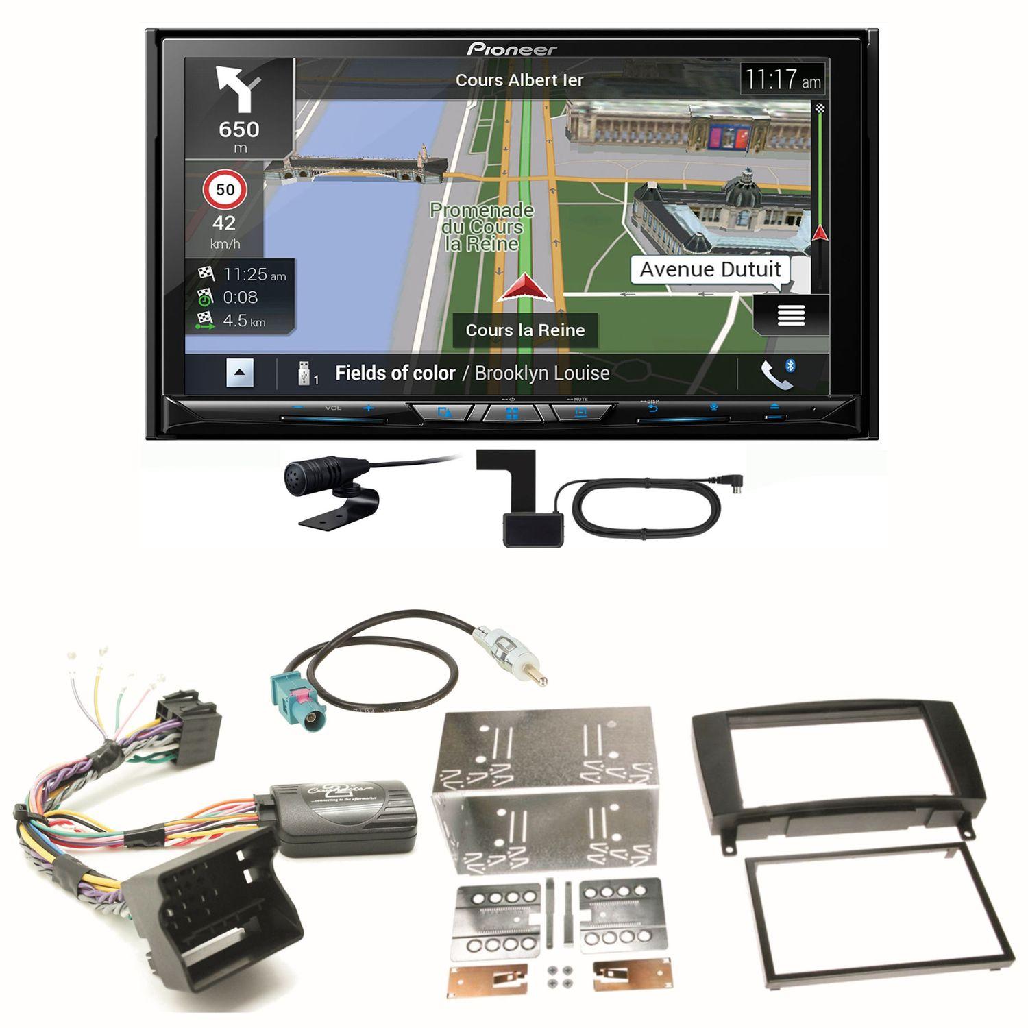 Pioneer AVIC-Z830DAB Navigation USB CD Einbauset für Mercedes CLK W209 Facelift