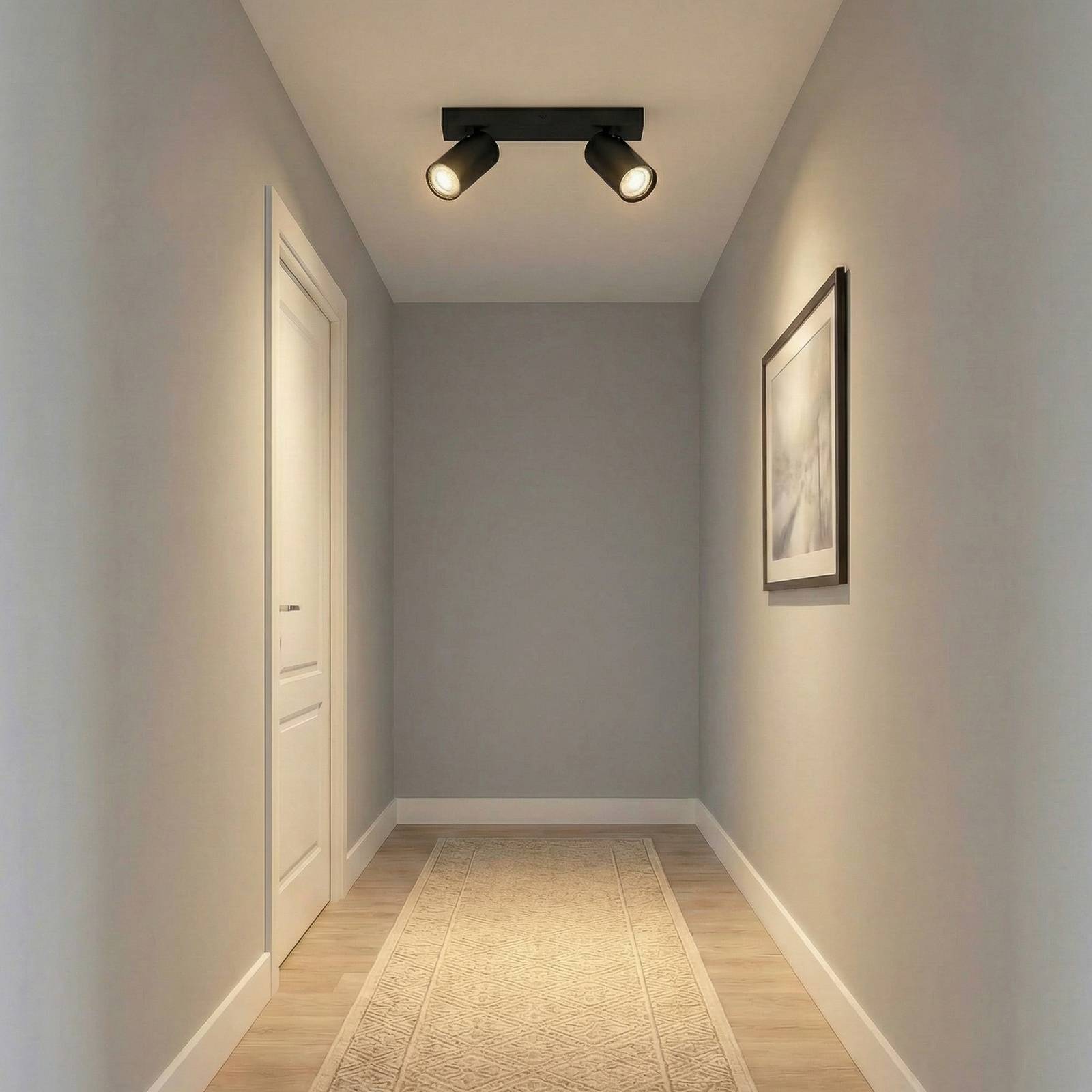 OSRAM Foco de techo OCTAGON negro OSRAM, 2 luces, GU10-LED 927 atenuable OCTAGON,, Negro, Salón / Comedor, Metal, Moderno
