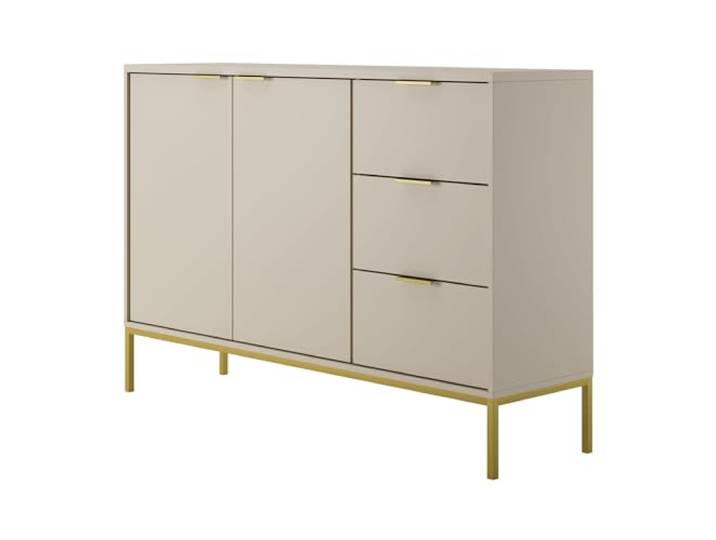 Home Collective Kommode mit 3 Schubladen und 2 Schränken, modernes Sideboard, Stahlrahmen Kaschmir/Gold