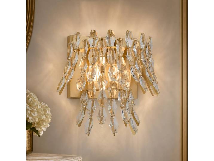 Searchlight Wandlampe Monarch, dimmbar, messing / gold, für Wohn- / Esszimmer, Metall, Wandleuchte, Wandlampe Innen