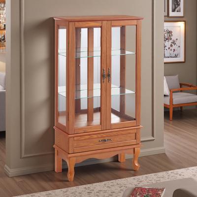 ZWYO HOSIMU "49.4"" Lighted Glass Display Cabinet with Adjustable Shelves, 2 Glass Doors, and 1 Drawer.."