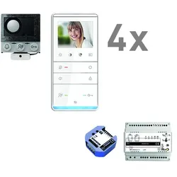 TCS PVIF040/001 video:pack Einbau Briefkasten für 4 Wohneinheiten, mit Einbaulautsprecher ASI12000 + 4x Freisprecher IVW6511, Steuergerät +