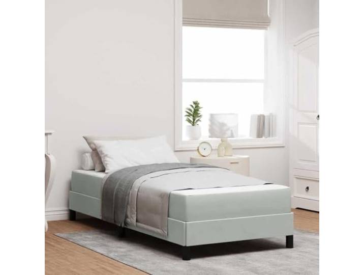 WDGJJFECNMUEHI Stoffbezogen Elegantes Design Boxspringbett Grau 80 x 210 cm Boxspringbett mit Matratze Hellgrau 80x210 cm Stoff Taschenfederkern Lattenrost Einzelbett Komfortschlaf