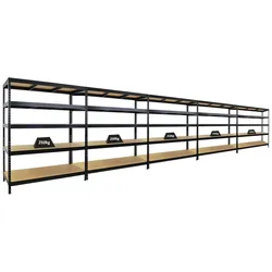 PROREGAL Mega Deal 5er-Set Schwerlastregal Rivet | HxBxT 180x150x60cm | Fachlast 250kg | Schwarz | Innovatives Stecksystem, Lagerregal, Kellerregal