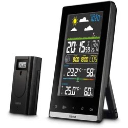 Wetterstation HAMA "Wetterstation Funk mit Außensensor (digital, Vorhersage)", schwarz, Wetterstationen, Kinder, (innen und außen)