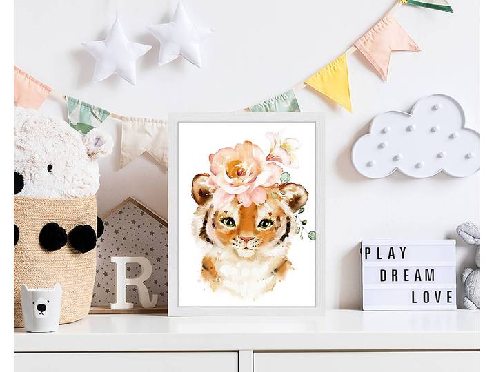 Tableau déco Tiger Baby Collection 33 x 43cm Multicolore