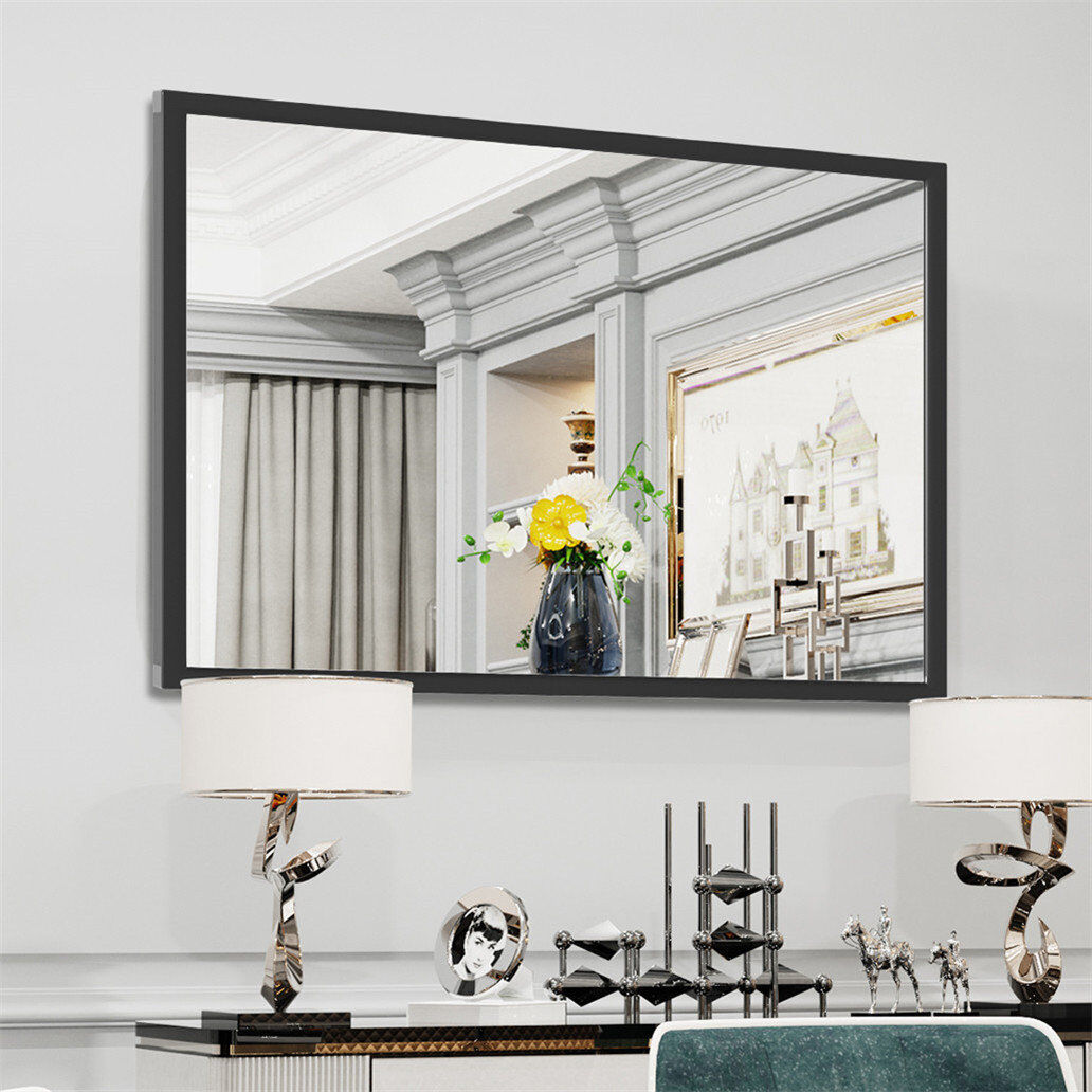 Metro Consuela Rectangle Wall Makeup / Shaving Mirror Black 120 cm H x 76 cm W