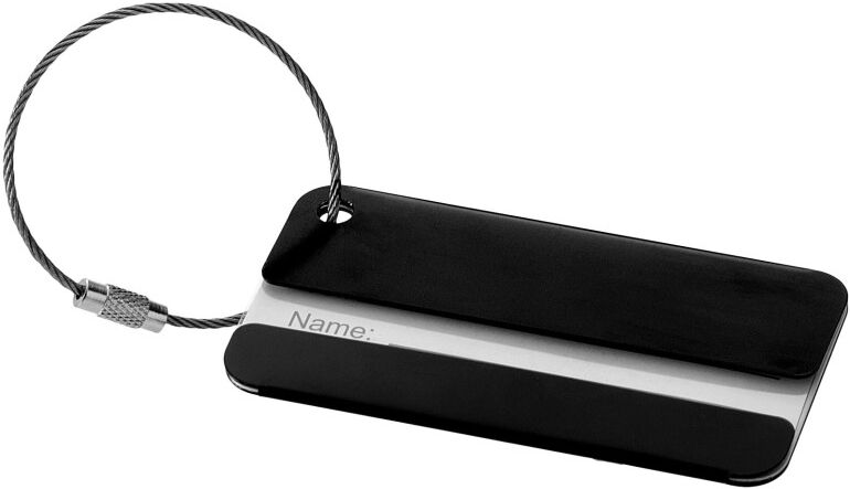 Étiquette à bagages personnalisable en aluminium Traveler noir