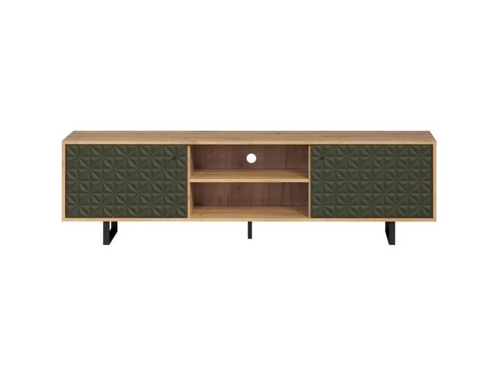 Meuble TV - SENTRA - 2 portes 2 niches - Vert foncé - 184 x 40 x 52 cm - TRENDTEAM
