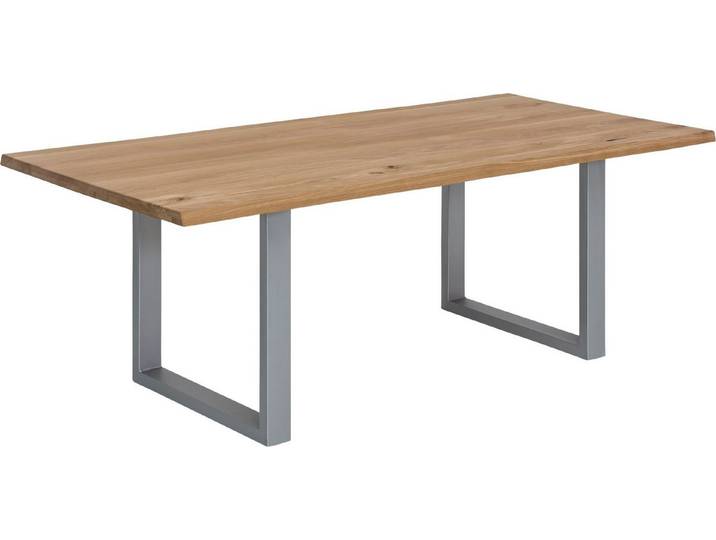 SIT Esstisch Sydney Wildeiche mit Baumkante & stylischem Kufengestell, geölte Wildeiche mit Baumkante wie gewachsen & durchgehenden Lamellen